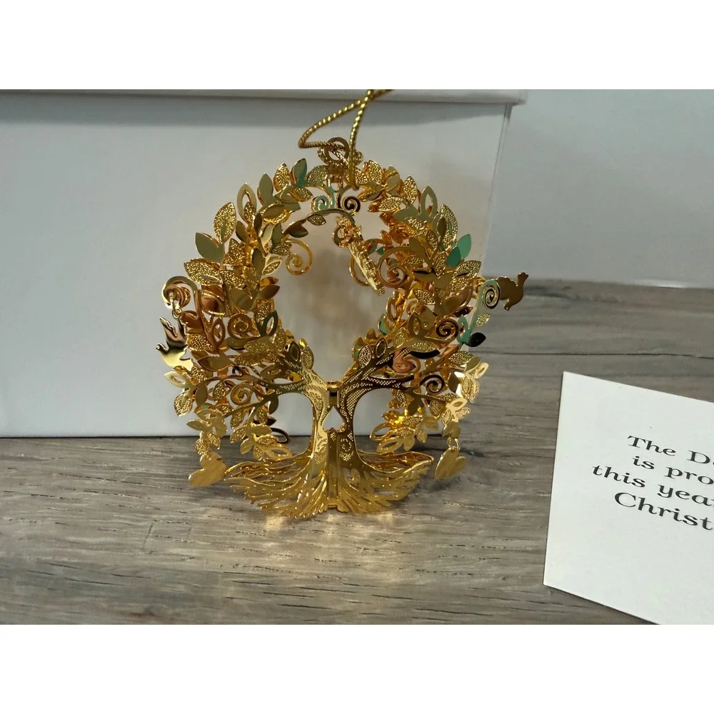 2017 Tree of Life Danbury Mint Christmas Ornament 23k Gold Plated - Picture 3 of 9